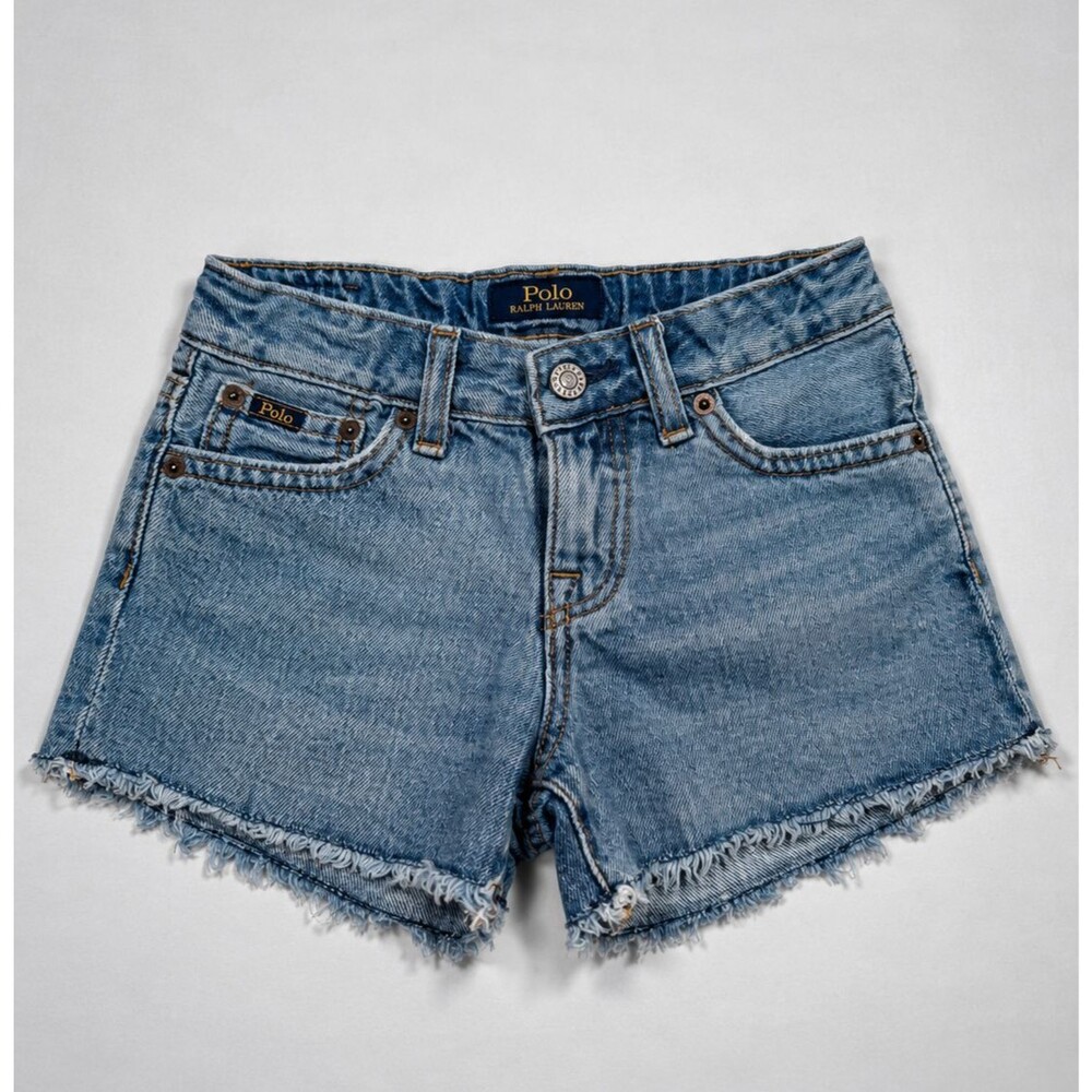 Polo Ralph Lauren Girls 6X Denim Cutoff Jean Shorts Blue Frayed Hem Preowned